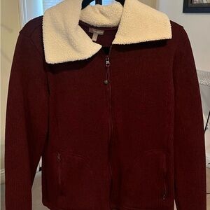 Burgundy Jacket with Cream Collar